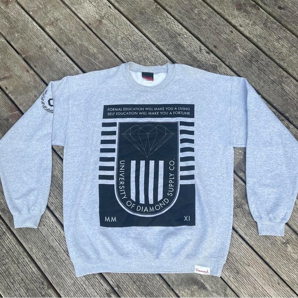 Diamond Supply Co. Light Gray Crewneck Sweater swag era OG vintage